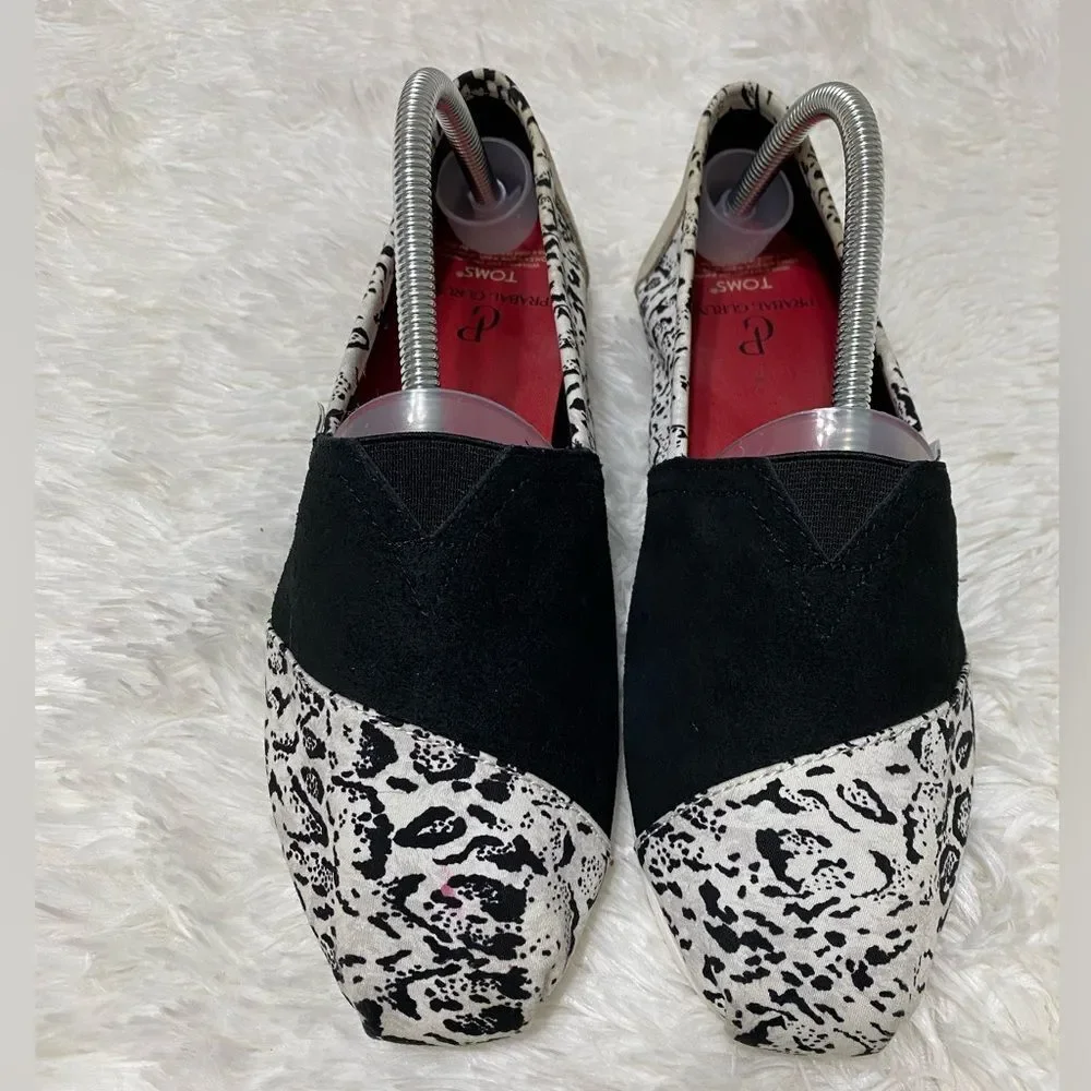 TOMS x Prabal Gurung Collab Shoes Canvas Suede Snow Leopard Slip-On Size 9.5